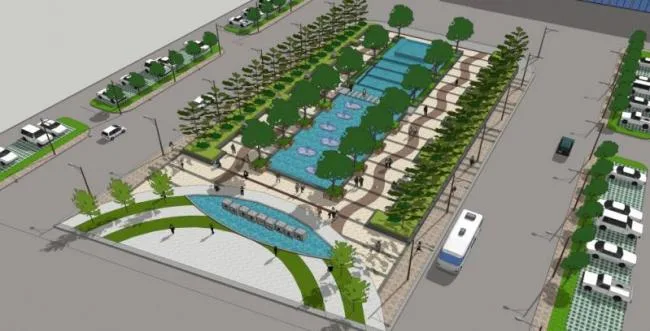 Sketchup Landscape Model | Square Landscape, Modern Style