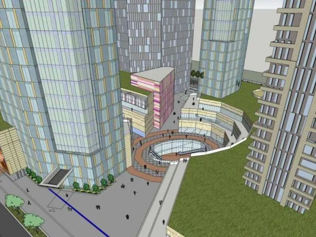 Sketchup Complex Model | Super high-rise office building, ground floor commercial, complex, modern style