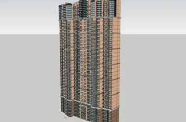Modern 25-Story High-Rise Residential Building SketchUp Model-BIM WORLD