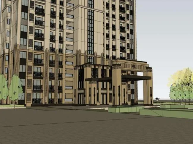 Sketchup Residential Model | Super high-rise residential building, classical style