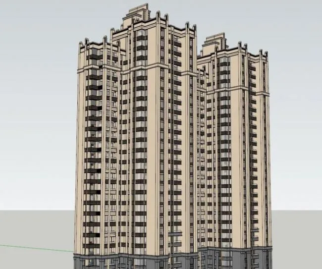 Sketchup Residential Model | High rise Residential Buildings, Classical Style