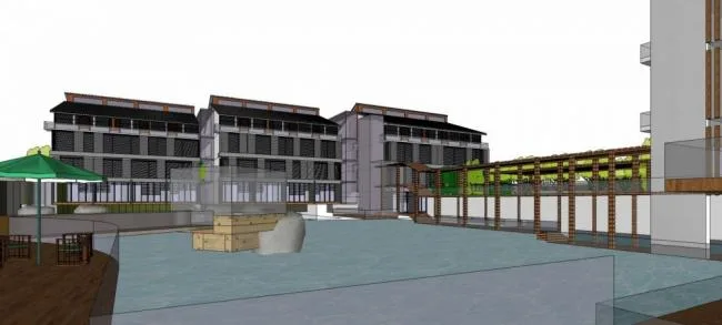 Sketchup Hotel Model | Wuhan Garden Holiday Hotel, Multi story Resort Hotel, Chinese Style