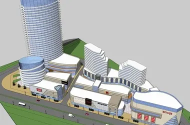 SketchUp Complex Model: Modern High-Rise Office, Commercial Street, and Multi-Story Mixed-Use Building-BIM WORLD
