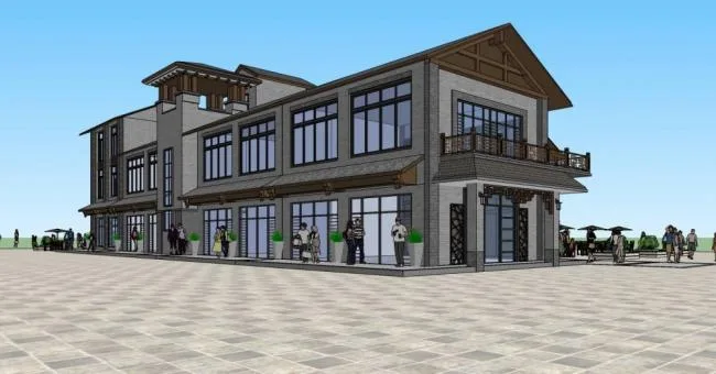 Sketchup Business Model | Multi story Commercial Street, Chinese Style