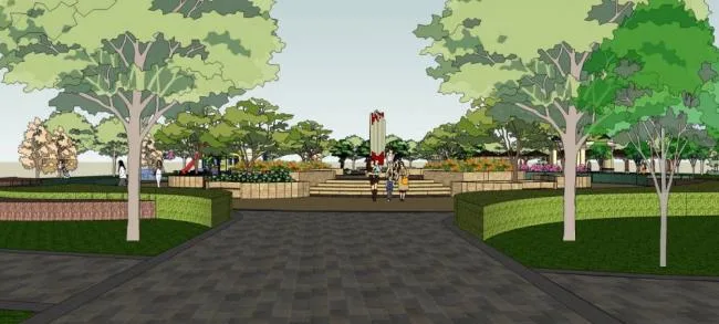 Sketchup Landscape Model | Park Landscape, Tree Pool, Spray Pool, Modern Style