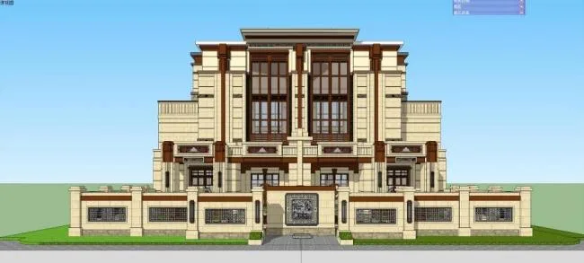 Chinese-Style Mountain Villa Row Model in SketchUp