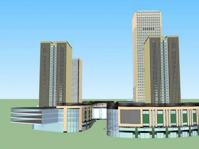 Sketchup Complex Model | Multi story Commercial Complex, Modern Style