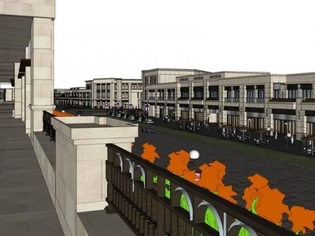Sketchup Business Model | Multi story Commercial Street, Classical Style