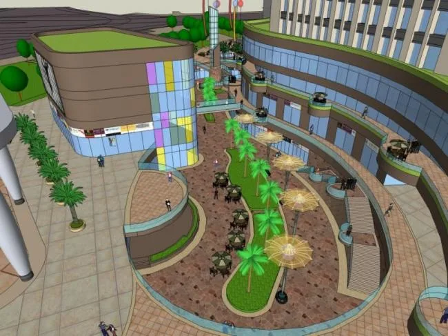 Detailed SketchUp Model of a Multi-Story Commercial Complex Featuring Residential, Office, Hotel, and Classical Design Elements