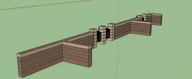SketchUp Material Model: Courtyard Wall Entrance Component