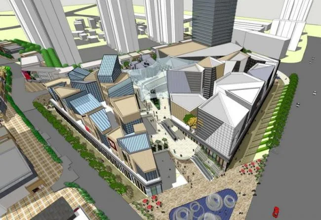 Sketchup Business Model | Multi story Commercial Street, Modern Style