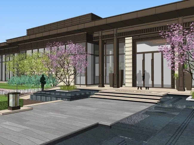 Sketchup Business Model | Sales Office, Chinese Style, Commercial Architecture