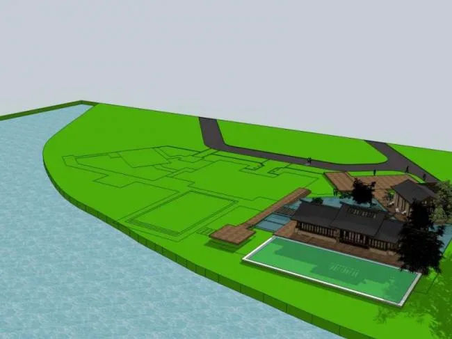 Sketchup Hotel Model | Hotel Courtyard, Chinese Style