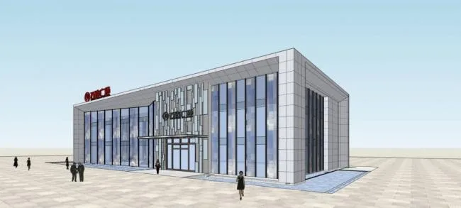 Sketchup Business Model | Wanda Plaza Sales Center, modern style, single story, commercial building