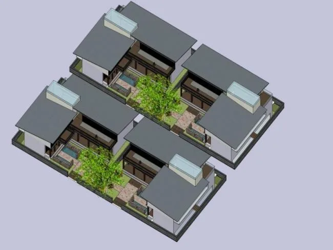 Sketchup Residential Model | Courtyard, Modern Chinese Style