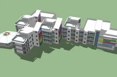 Modern Multi-Story Educational Building Design: School, Kindergarten, and Teaching Facilities in SketchUp-BIM WORLD