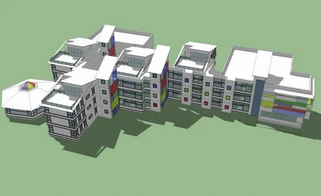 Modern Multi-Story Educational Building Design: School, Kindergarten, and Teaching Facilities in SketchUp