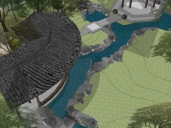 Sketchup Landscape Model | Courtyard Landscape, Chinese Style