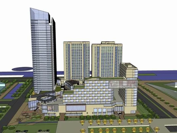 Sketchup Complex Model | Multi story Commercial Complex, Office Building, Commercial, Residential, Modern Style