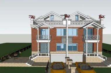 Modern Twin Villa Design | SketchUp 3D Model-BIM WORLD
