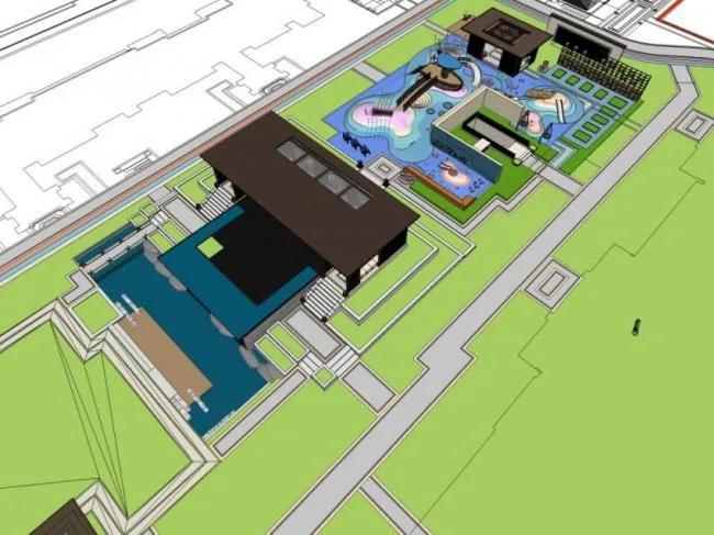 SketchUp Business Model: Modern Multi-Story Clubhouse Design