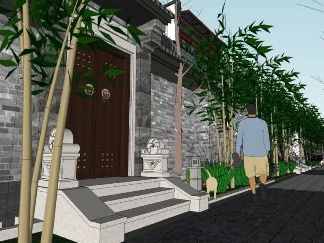 Sketchup Landscape Model | Courtyard Landscape, Residential Landscape, Chinese Style