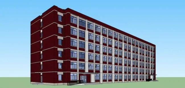 Sketchup Residential Model | Multi story Dormitory Building, Modern Style, Apartment, Residential Building