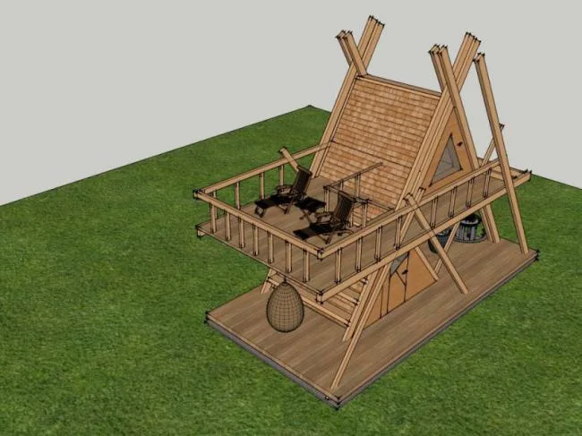 Sketchup Villa Model | Vacation Wooden House, Modern Style