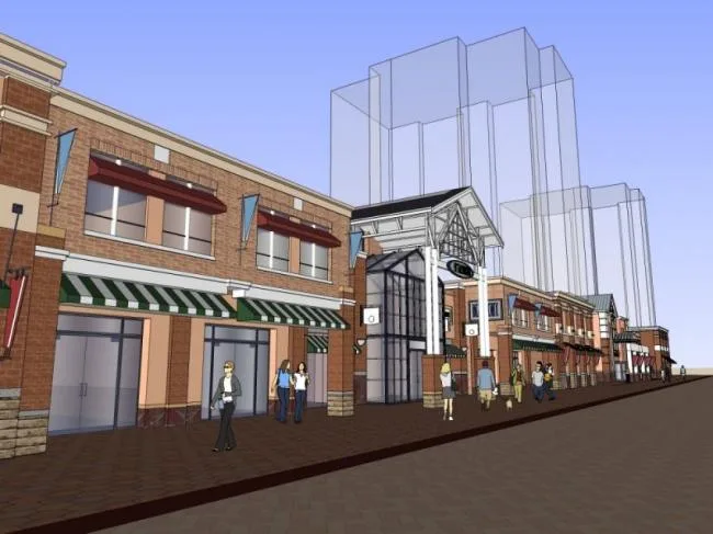 Sketchup Business Model | Low rise commercial pedestrian street, modern style