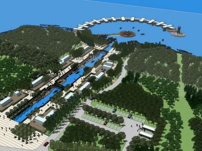 Sketchup Landscape Model | Riverside Landscape, Waterfront Landscape, Modern Style