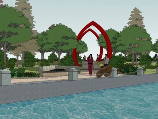 Sketchup Landscape Model | Waterfront Landscape, Modern Style