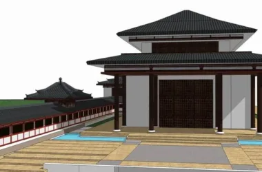 SketchUp Model of a Multi-Story Chinese-Style Convention and Exhibition Center with Partial Block Views-BIM WORLD