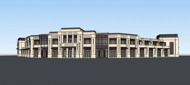 Sketchup Business Model | Multi story commercial podium, neoclassical style