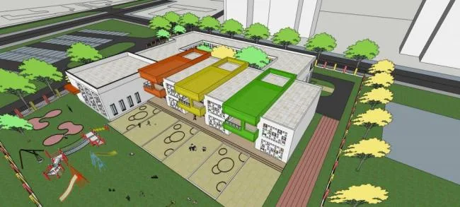 Sketchup School Model | Multi story Kindergarten School, Modern Style, Educational Architecture