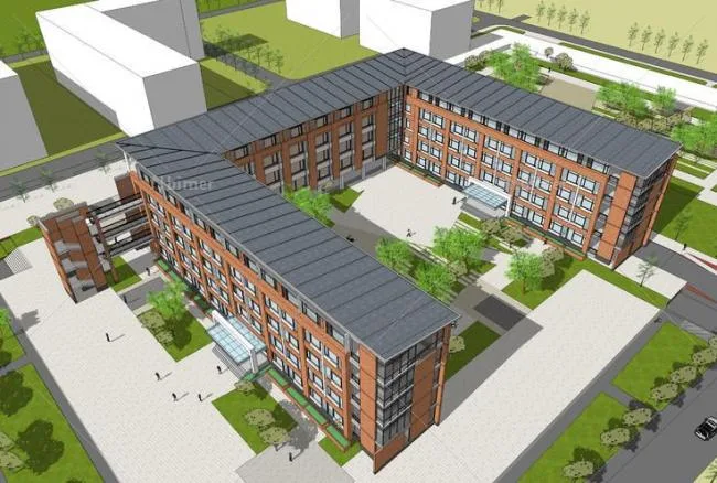 Sketchup School Model | Multi story School Teaching Building, Educational Architecture, U-shaped, Modern Style