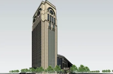 SketchUp Hotel Model: High-Rise Commercial Building in European Classical Style-BIM WORLD