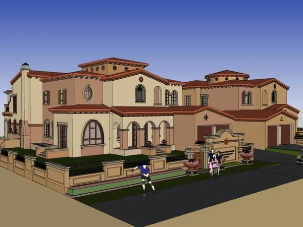 Sketchup Villa Model | Twin Villa, Classical Style