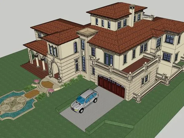 Sketchup Villa Model | Single Family Villa, Classical Style