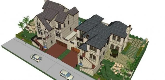 Sketchup Villa Model | Twin Villa, Modern Style