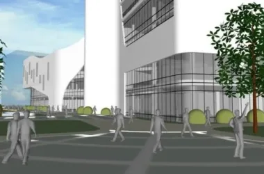 Modern High-Rise Office Building with Commercial Podium | SketchUp Model-BIM WORLD
