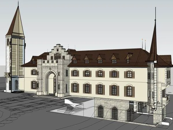 Sketchup Residential Model | Multi story Sales Office, Residential, British Classical Style