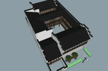 Modern Chinese Style Courtyard Villa SketchUp Model-BIM WORLD