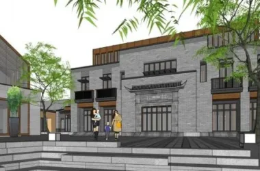SketchUp Business Model: Multi-Story Chinese-Style Commercial Street Design-BIM WORLD