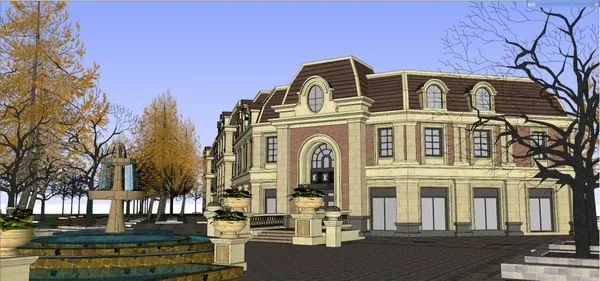 Sketchup Business Model | Multi story Commercial Street, Classical Style
