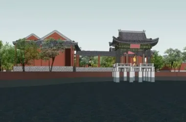 SketchUp Landscape Model Featuring a Traditional Chinese Garden with Bridge, Tower, Pavilion, and Ancient Architecture-BIM WORLD