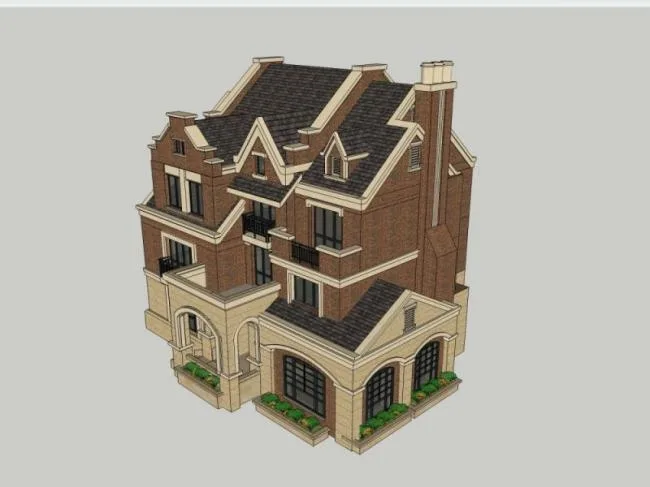Sketchup Villa Model | Single Family Villa, Classical Style