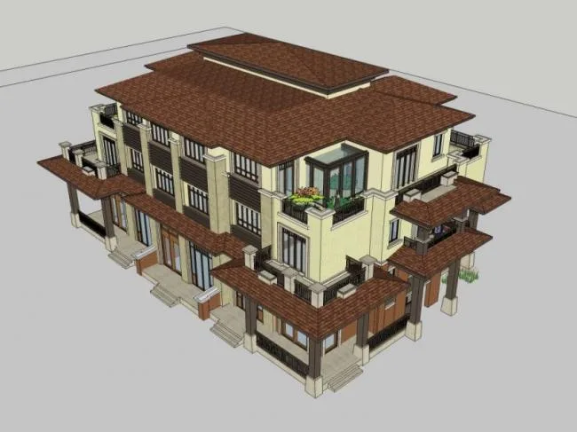 Sketchup Residential Model | Multi story Residence, Garden House, Modern Style