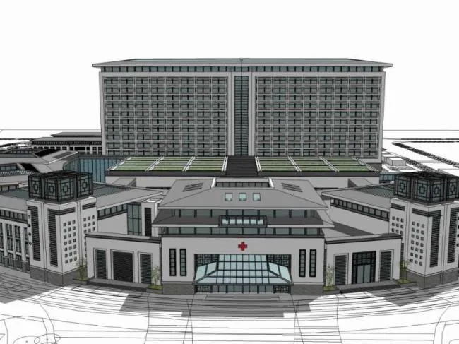 Sketchup Hospital Model | Multi story Hospital, Medical Building, Chinese Style