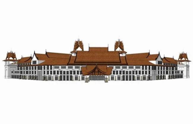 Sketchup Hotel Model | Multi story Hotel, Southeast Asian Style, Yunnan Hotel, Thai Style, Classical Style