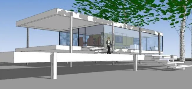 Sketchup Residential Model | Vansworth Residence, Modern Style, Mies